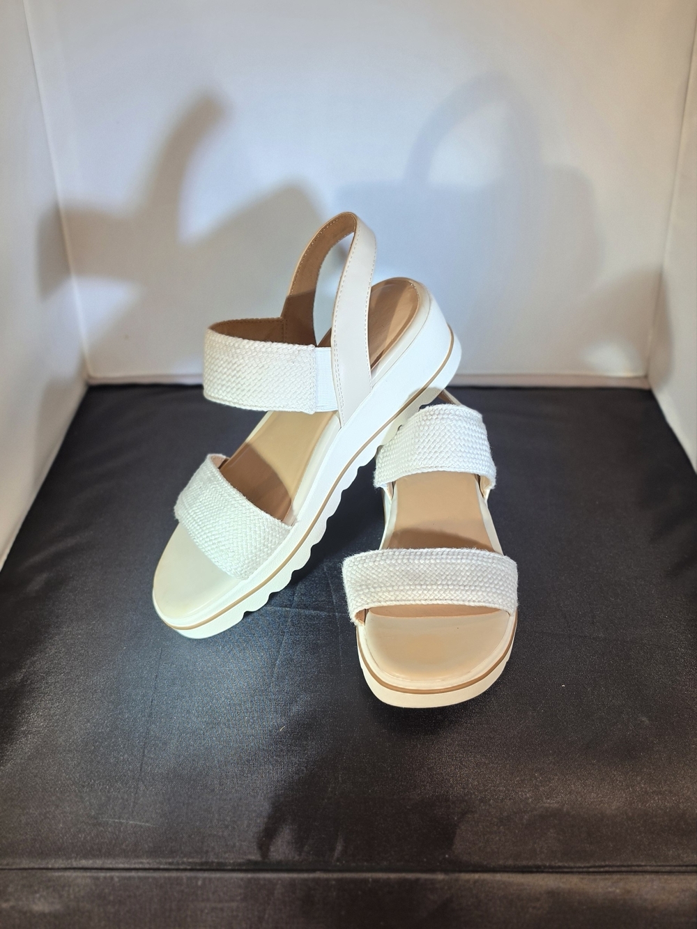 Easy Spirit White Platform Slingback Sandals
